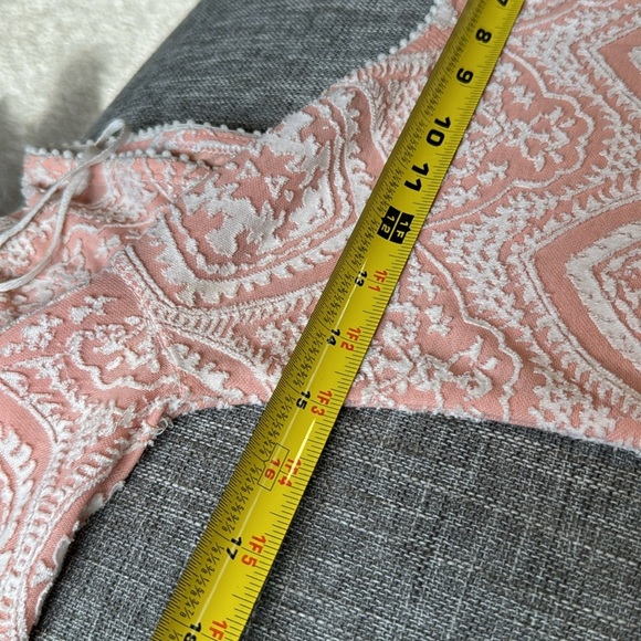 Free People Women's Peach White Embroidered Pattern Mini Fitted Dress - Picture 6 of 9